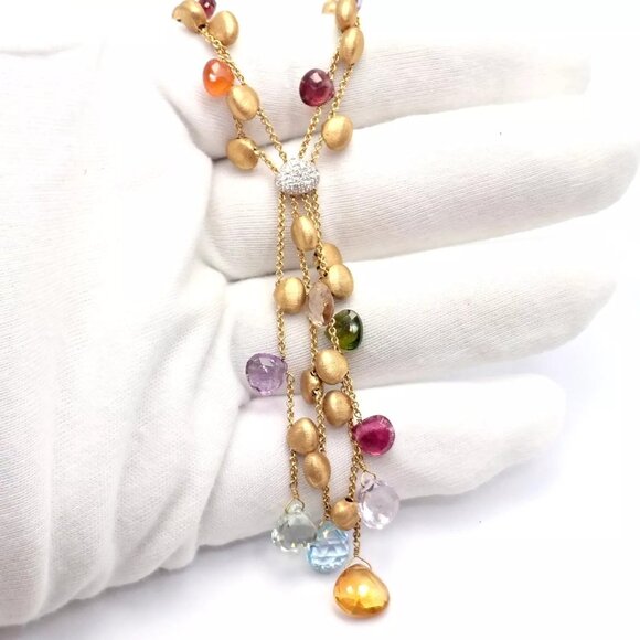 Authentic! Marco Bicego 18k Yellow Gold Paradise Gemstone Diamond Necklace - Picture 10 of 10